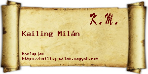 Kailing Milán névjegykártya